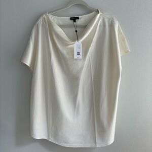 NWT Universal Standard Cream Satin Boatneck Cowl Neck Blouse, size 18/20 2X